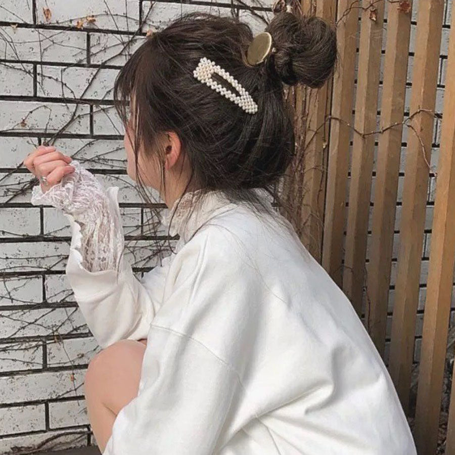 ショッピングゴー shoppinggo ヘアピン パッチン留め ヘアクリップ バレッタ 髪どめ 髪留め ヘアアクセサリー 白 パール風 真珠風