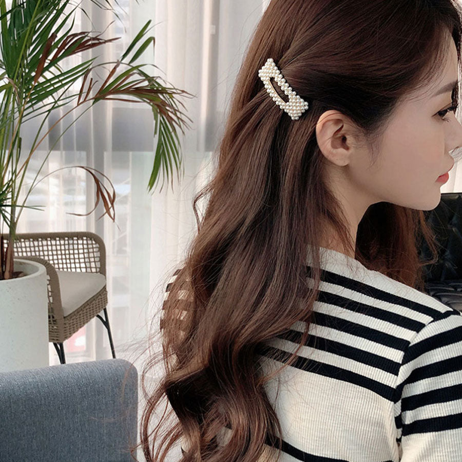 ショッピングゴー shoppinggo ヘアピン パッチン留め ヘアクリップ バレッタ 髪どめ 髪留め ヘアアクセサリー 白 パール風 真珠風