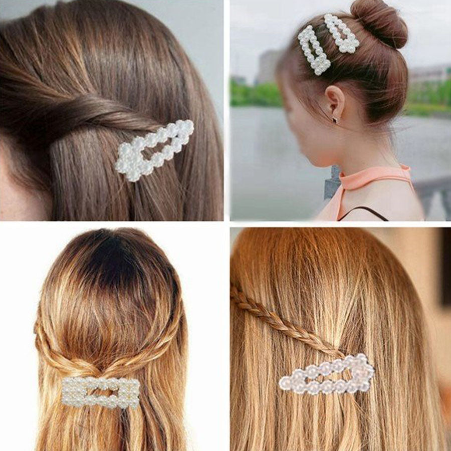 ショッピングゴー shoppinggo ヘアピン パッチン留め ヘアクリップ バレッタ 髪どめ 髪留め ヘアアクセサリー 白 パール風 真珠風