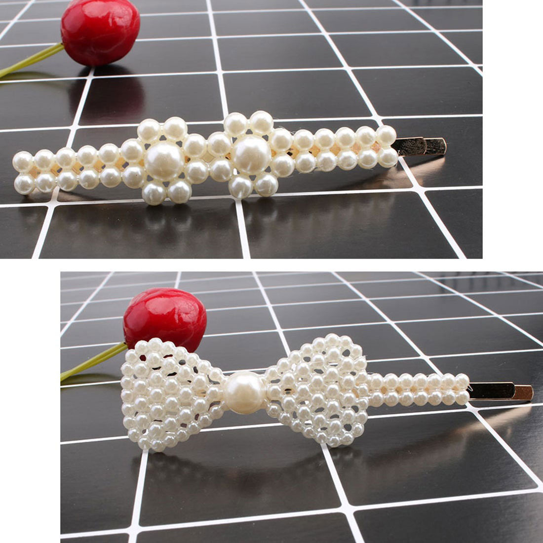 ショッピングゴー shoppinggo ヘアピン ヘアクリップ パールビーズヘアピン パッチンどめ かわいい ヘアアクセサリー （ホワイトF） ホワイトF