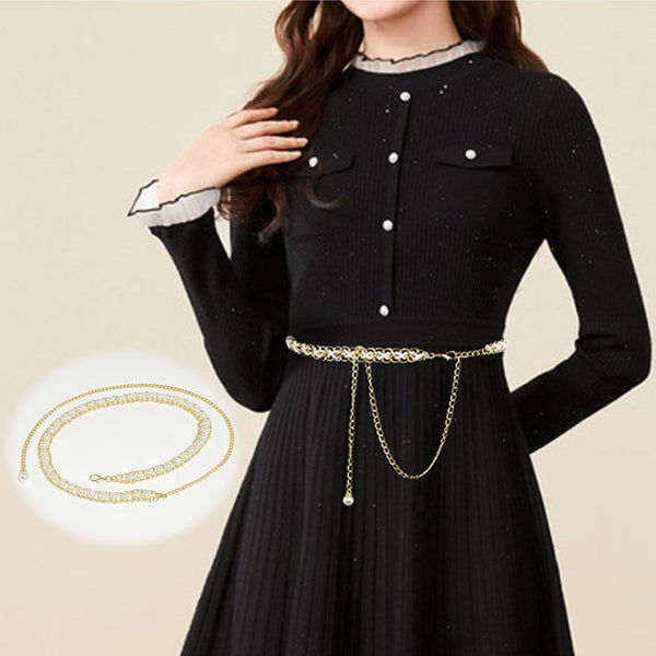 専用パールベルト Shoppinggo Pearl Belt, Pearl Chain Belt, Women's, Stylish, Thin Belt,