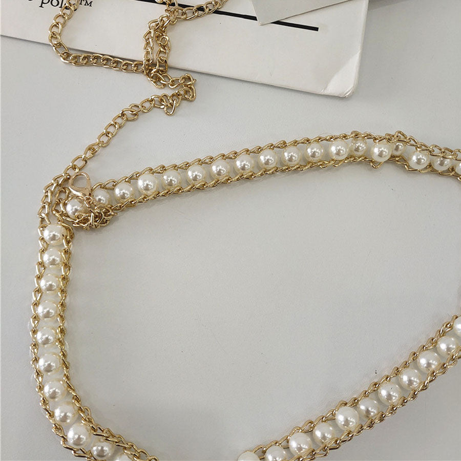専用パールベルト Shoppinggo Pearl Belt, Pearl Chain Belt, Women's, Stylish, Thin Belt,