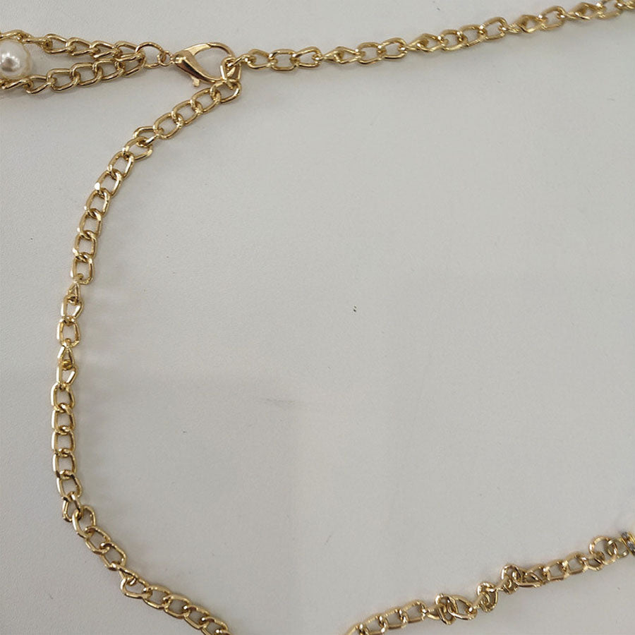 Shoppinggo Pearl Belt, Pearl Chain Belt, Women's, Stylish, Thin Belt,