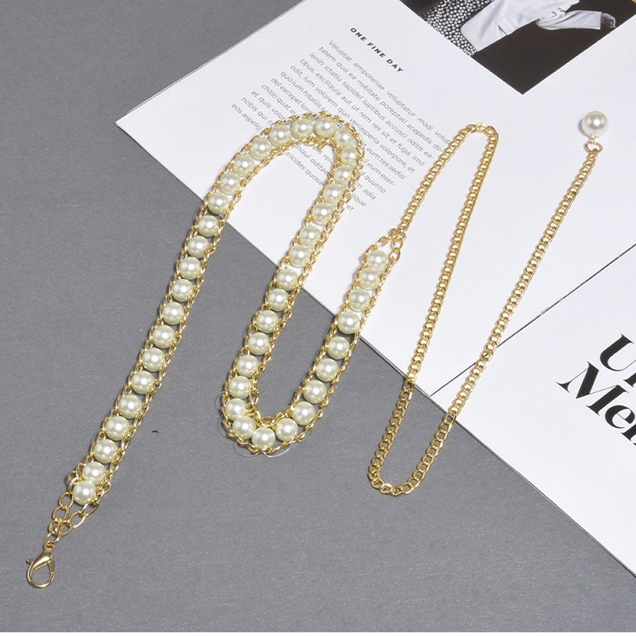 専用パールベルト Shoppinggo Pearl Belt, Pearl Chain Belt, Women's, Stylish, Thin Belt,