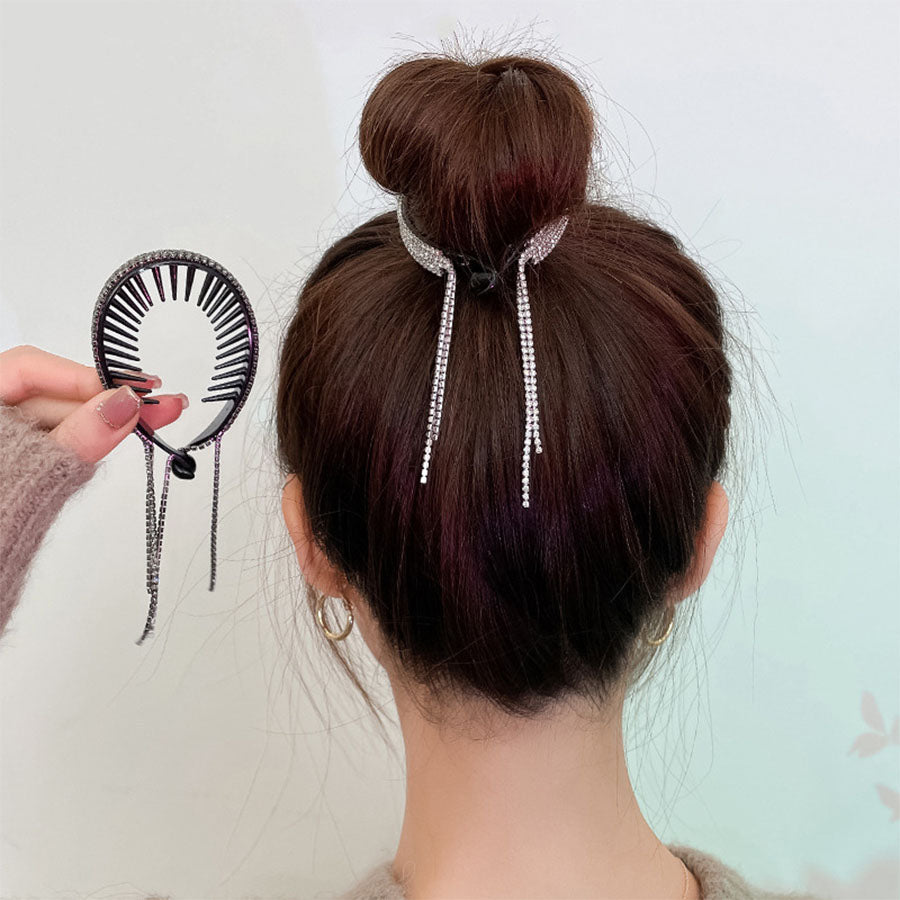 ショッピングゴー shoppinggo ヘアクリップ お団子クリップ ポニーリング  お呼ばれ おしゃれ キラキラ 人気 ビジュー 髪留め  ジュエリー ヘアアレンジ まとめ髪 （カラー） カラー