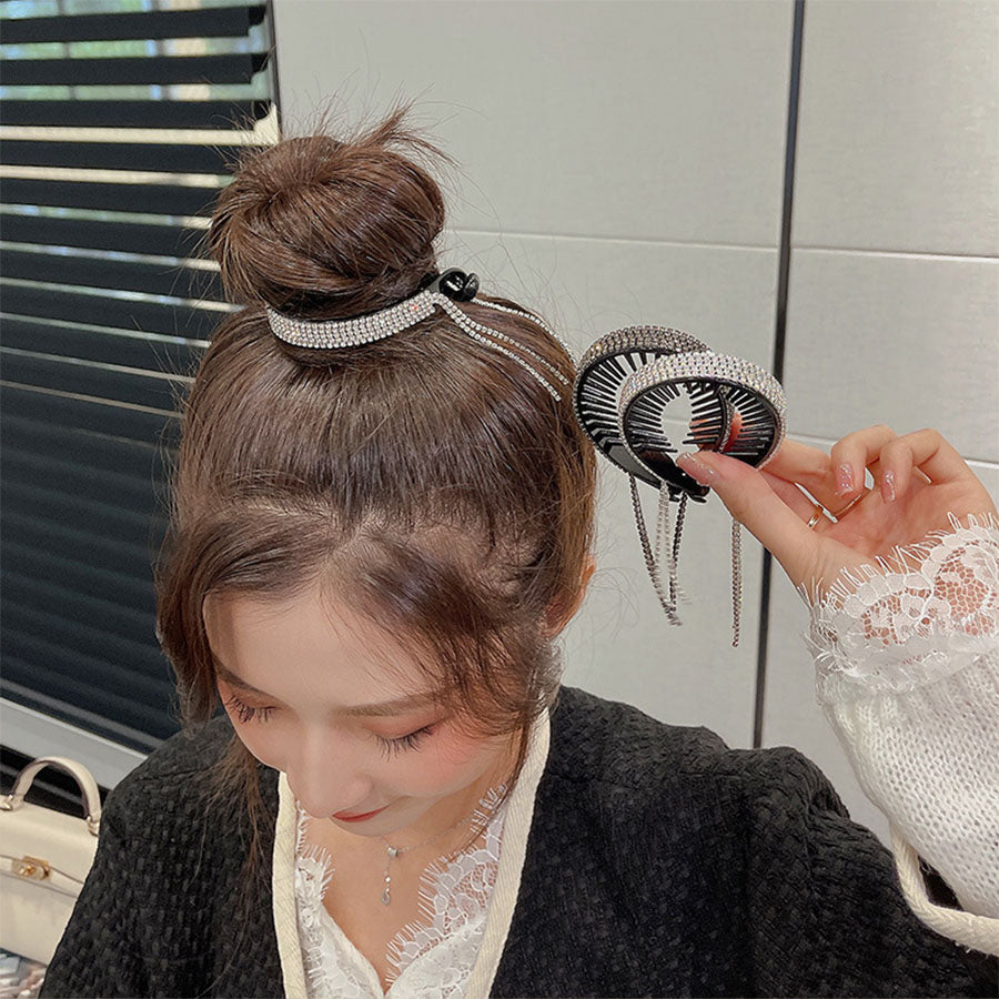 ショッピングゴー shoppinggo ヘアクリップ お団子クリップ ポニーリング  お呼ばれ おしゃれ キラキラ 人気 ビジュー 髪留め  ジュエリー ヘアアレンジ まとめ髪 （カラー） カラー