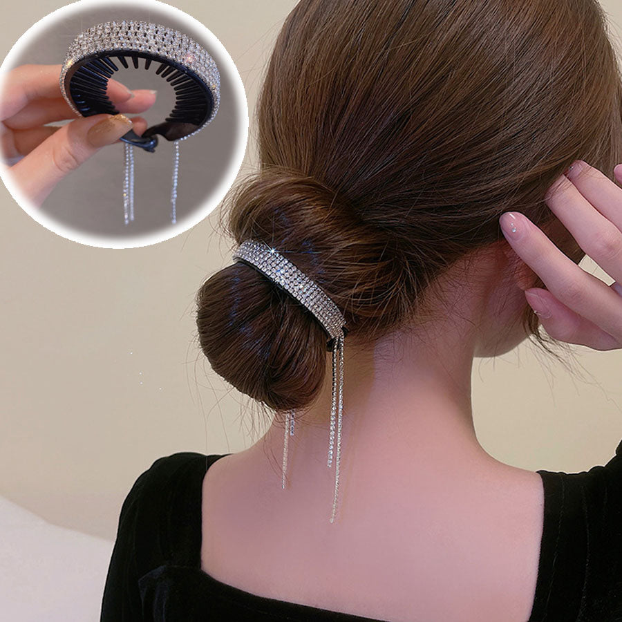 ショッピングゴー shoppinggo ヘアクリップ お団子クリップ ポニーリング  お呼ばれ おしゃれ キラキラ 人気 ビジュー 髪留め  ジュエリー ヘアアレンジ まとめ髪 （カラー） カラー