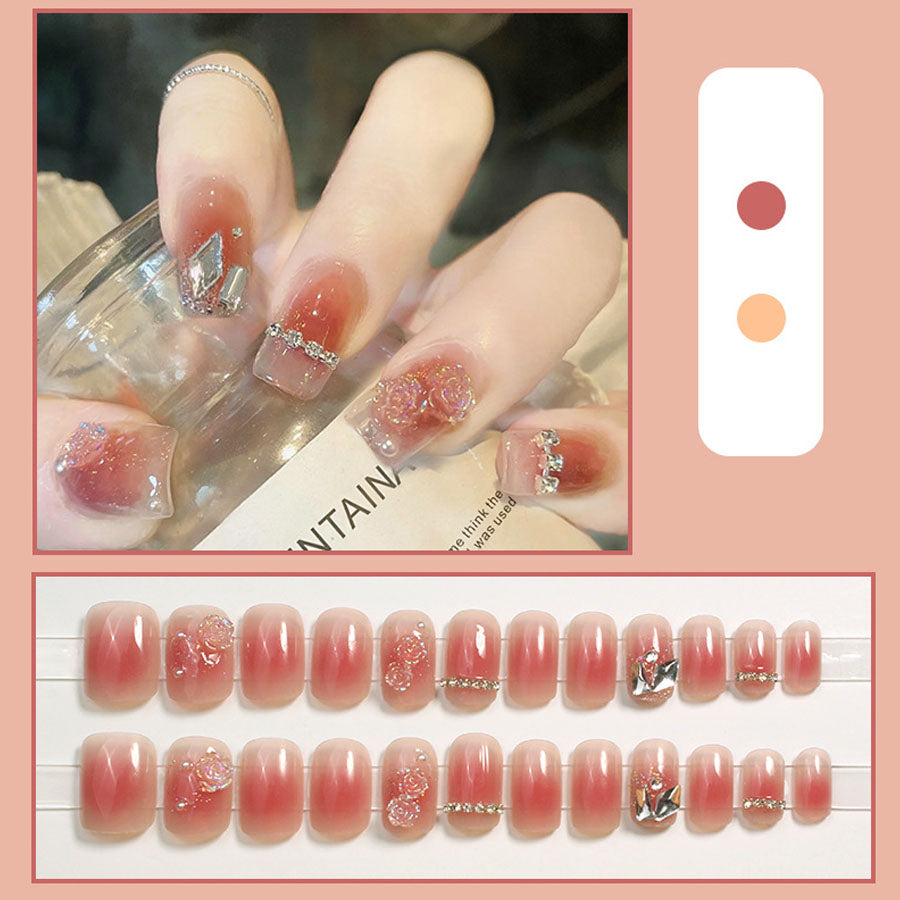 ショッピングゴー shoppinggo ネイルチップ 花 ショート シンプル ブライダル ピンク キラキラ パール つけ爪 ネイルアート アートチップ デコチップ 【返品不可商品】 （X236） X236