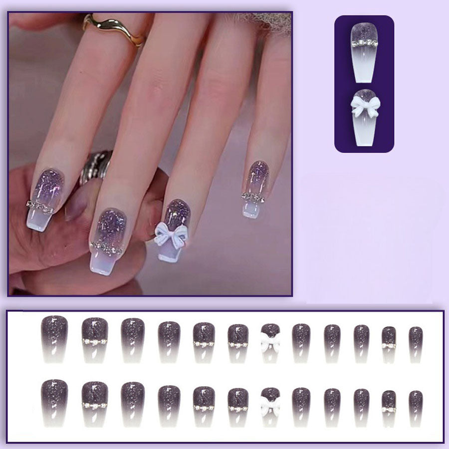 Shopping Go shoppinggo Nail Tips Ribbon Short Simple Bridal Heart False Nails Nail Art Art Tips Deco Tips Oval [Non-returnable item]