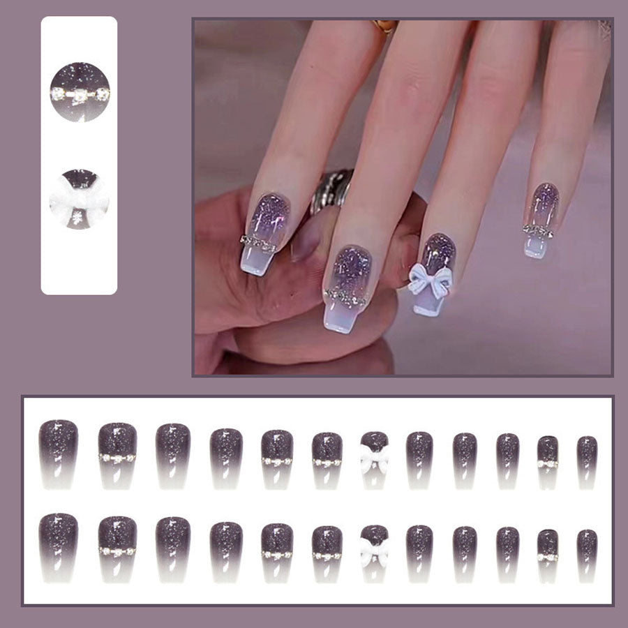 Shopping Go shoppinggo Nail Tips Ribbon Short Simple Bridal Heart False Nails Nail Art Art Tips Deco Tips Oval [Non-returnable item]