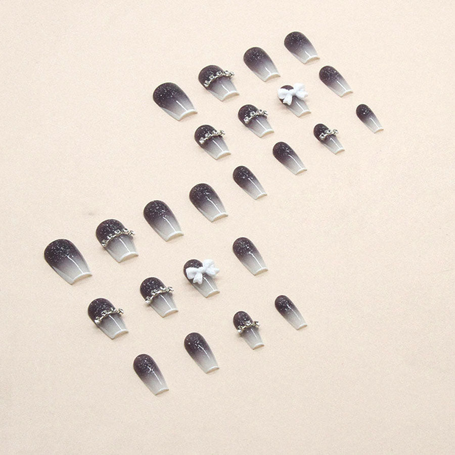 Shopping Go shoppinggo Nail Tips Ribbon Short Simple Bridal Heart False Nails Nail Art Art Tips Deco Tips Oval [Non-returnable item]