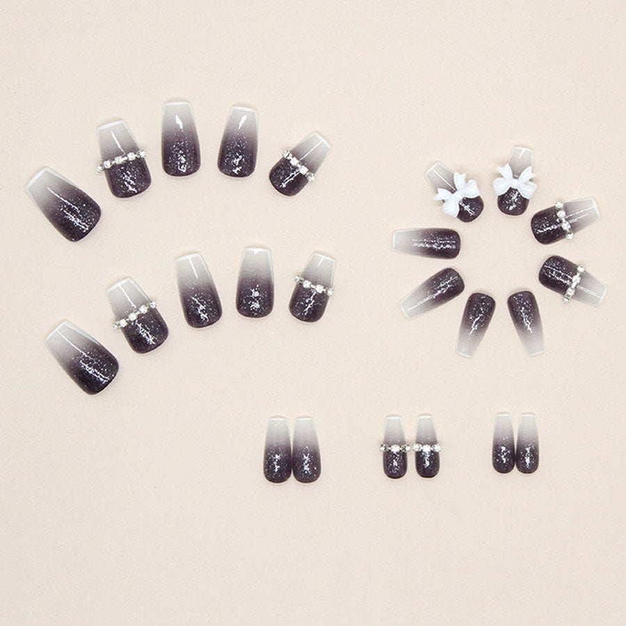 Shopping Go shoppinggo Nail Tips Ribbon Short Simple Bridal Heart False Nails Nail Art Art Tips Deco Tips Oval [Non-returnable item]