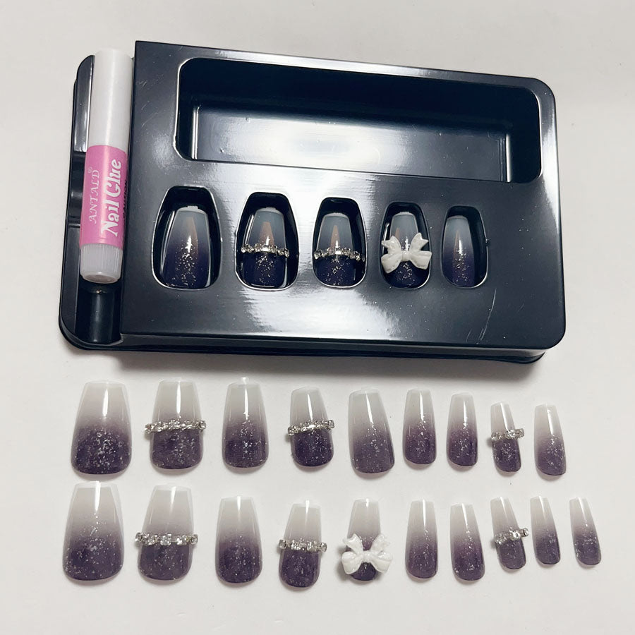 Shopping Go shoppinggo Nail Tips Ribbon Short Simple Bridal Heart False Nails Nail Art Art Tips Deco Tips Oval [Non-returnable item]