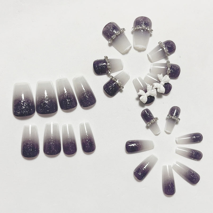 Shopping Go shoppinggo Nail Tips Ribbon Short Simple Bridal Heart False Nails Nail Art Art Tips Deco Tips Oval [Non-returnable item]