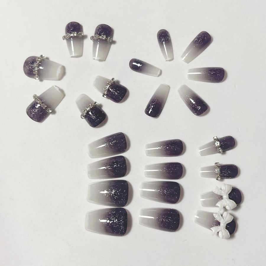 Shopping Go shoppinggo Nail Tips Ribbon Short Simple Bridal Heart False Nails Nail Art Art Tips Deco Tips Oval [Non-returnable item]