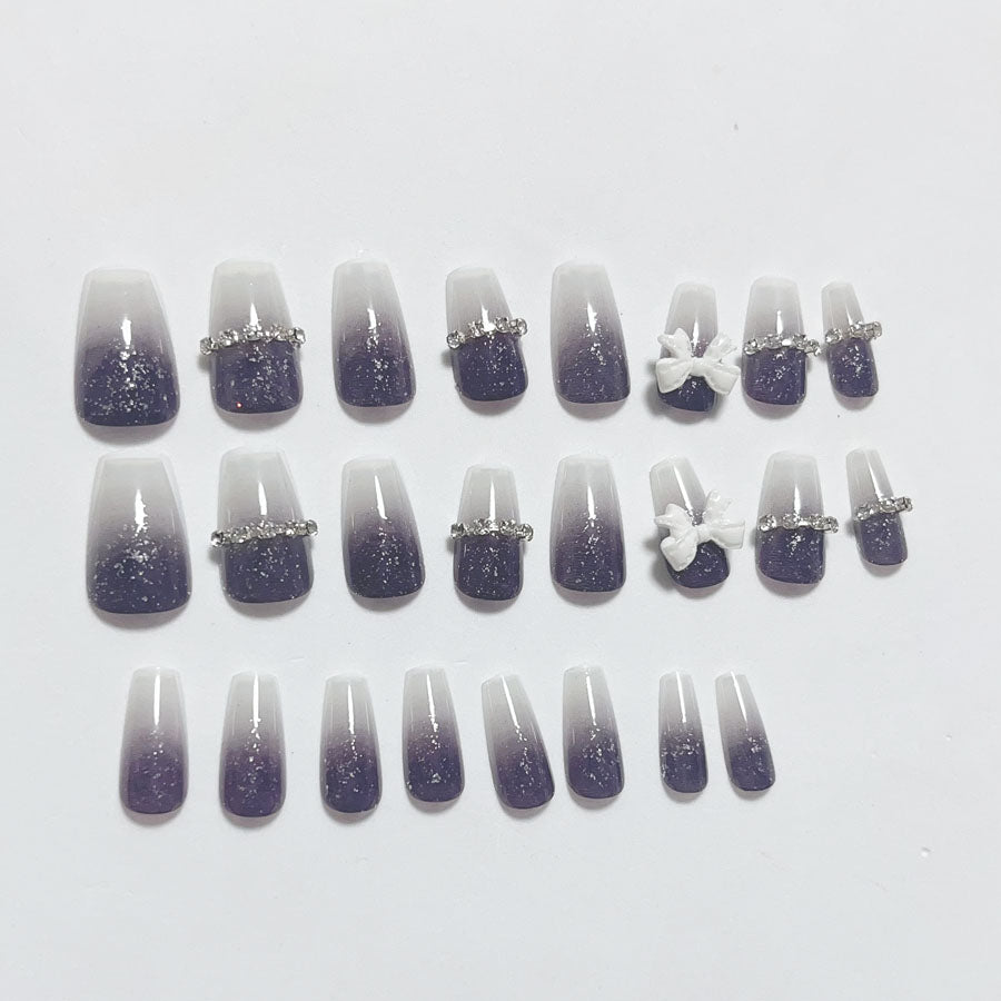 Shopping Go shoppinggo Nail Tips Ribbon Short Simple Bridal Heart False Nails Nail Art Art Tips Deco Tips Oval [Non-returnable item]