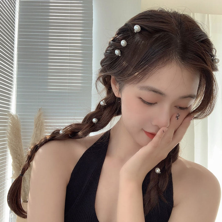Shoppinggo shoppinggo Mini Hair Clip Pearl 10pcs Hair Clip Hair Accessory Bangs Cute Fashionable Hair Decoration Elegant