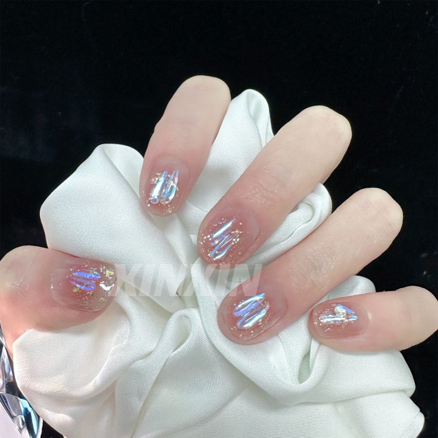 Shopping Go shoppinggo Art Tips Nail Tips Short Simple False Nails Nail Art Deco Tips Oval Wedding [Non-returnable item]