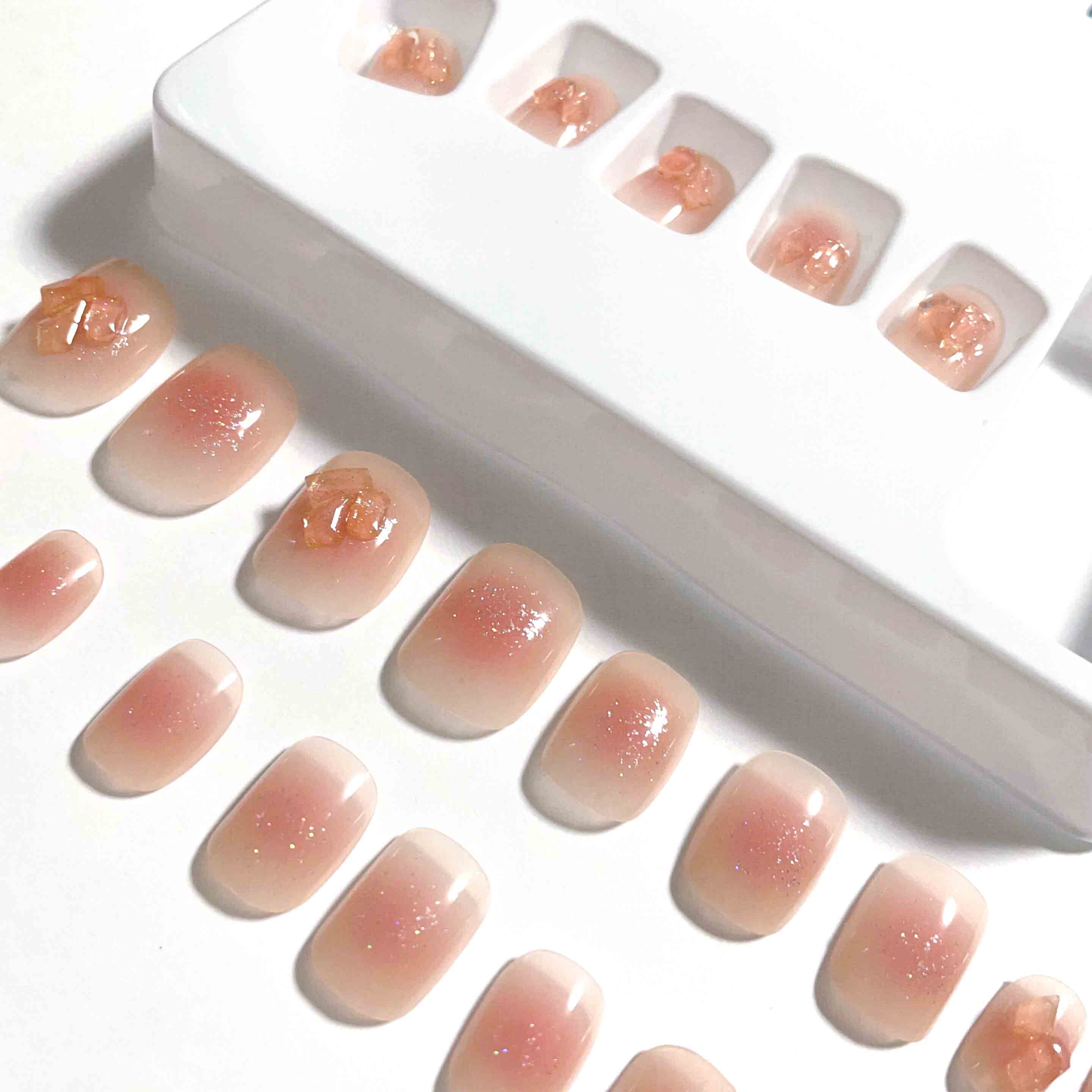 Shopping Go shoppinggo Art Tips Nail Tips Short Simple False Nails Nail Art Deco Tips Oval Wedding [Non-returnable item]