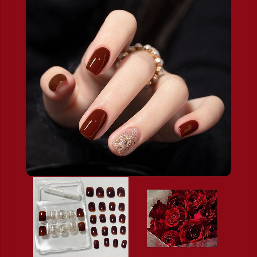 Shopping Go shoppinggo Nail tips Short Sparkly Simple False nails Nail art Art tips Deco tips Oval Wedding [Non-returnable item]