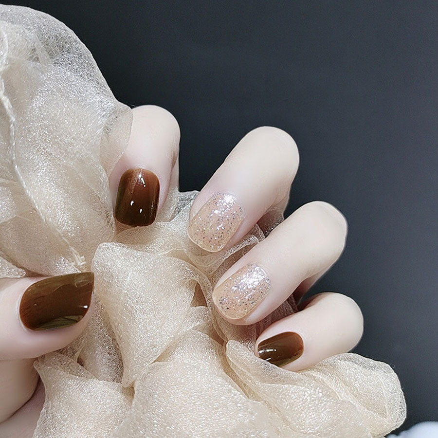Shopping Go shoppinggo Nail tips Short Sparkly Simple False nails Nail art Art tips Deco tips Oval Wedding [Non-returnable item]
