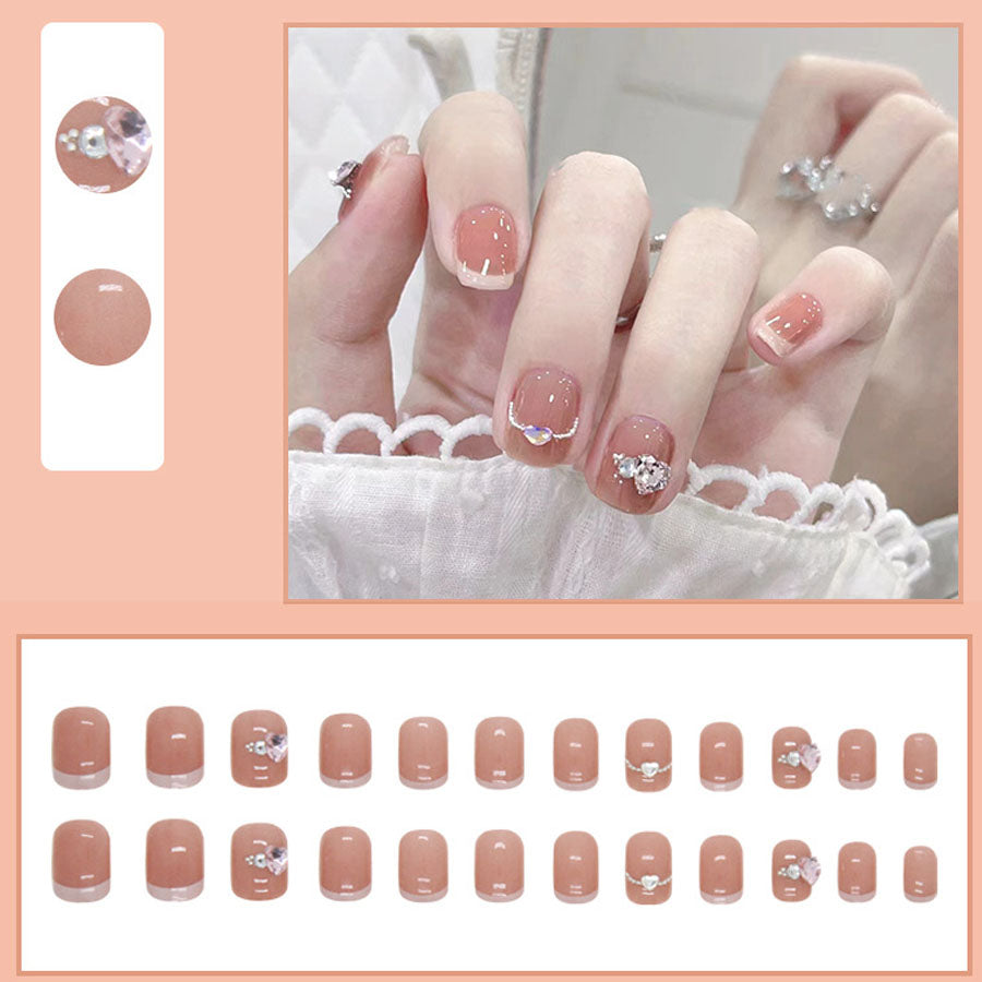 ショッピングゴー shoppinggo ネイルチップ きらきら ショート シンプル ハート つけ爪 ネイルアート アートチップ デコチップ オーバル【返品不可商品】