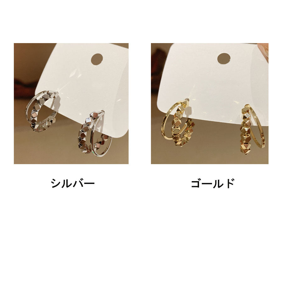 購物Go Shoppinggo 2連續穿孔女士閃閃發光的圓圈穿孔戒指耳環可愛的金色流行配件