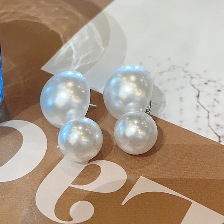 Shoppinggo shoppinggo Earrings, 2-row pearl motif earrings, hook earrings, large, swinging accessories, gift, elegant