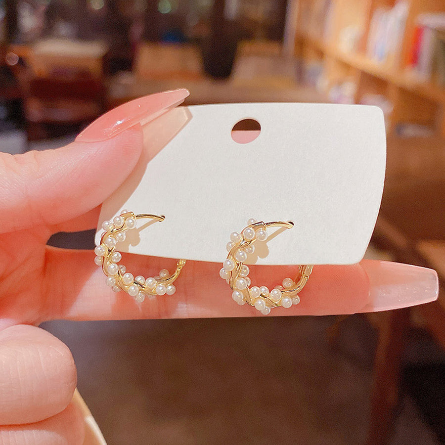 ショッピングゴー shoppinggo リングピアス パール  ピアス レディース  サークルピアス かわいい ゴールド 人気アクセサリー ワンポイント 結婚式