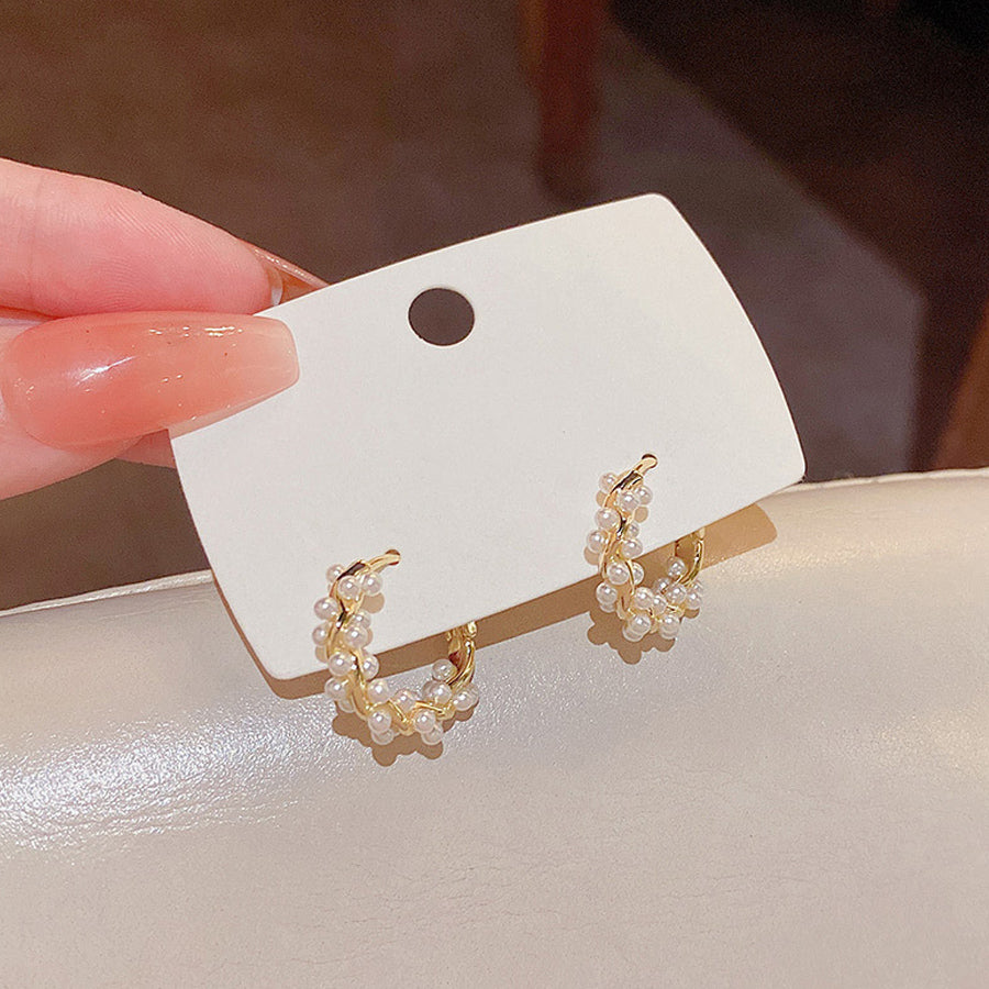 ショッピングゴー shoppinggo リングピアス パール  ピアス レディース  サークルピアス かわいい ゴールド 人気アクセサリー ワンポイント 結婚式