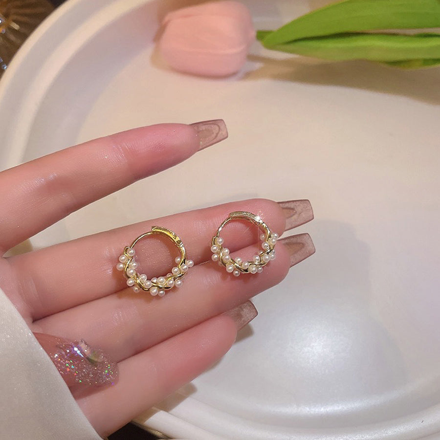 ショッピングゴー shoppinggo リングピアス パール  ピアス レディース  サークルピアス かわいい ゴールド 人気アクセサリー ワンポイント 結婚式