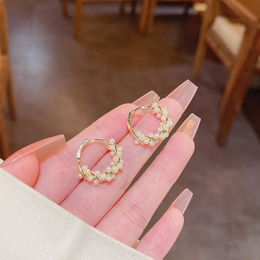 ショッピングゴー shoppinggo リングピアス パール  ピアス レディース  サークルピアス かわいい ゴールド 人気アクセサリー ワンポイント 結婚式