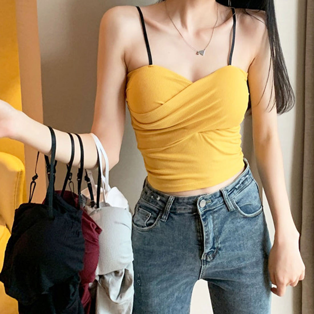 ショッピングゴー shoppinggo キャミソール カップ付 キャミタンクトップ ブラ 白 黒 パット付 インナー 結婚式 見せブラトップ ブラカバー （ワインレッド） ワインレッド