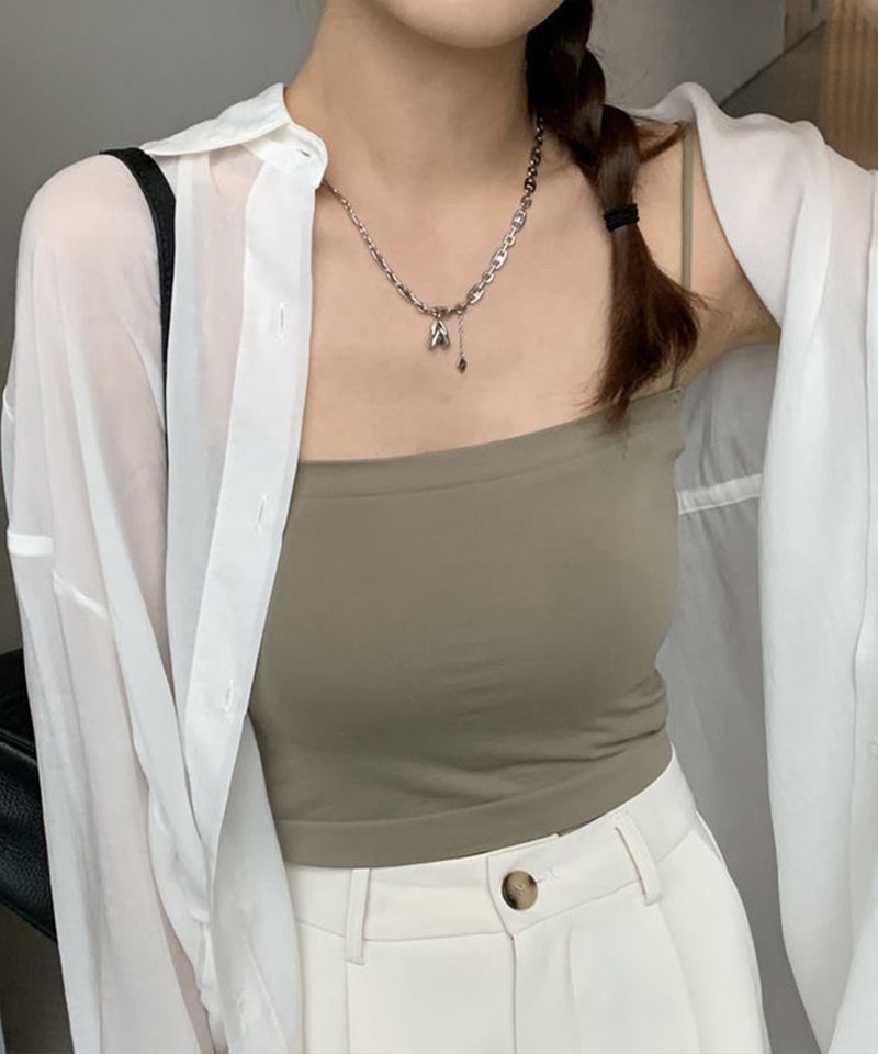 ショッピングゴー shoppinggo チューブトップ キャミソール ベアトップ ブラカバー インナー 落ちない 涼しげ ノースリーブ タイト カップ付き 薄手