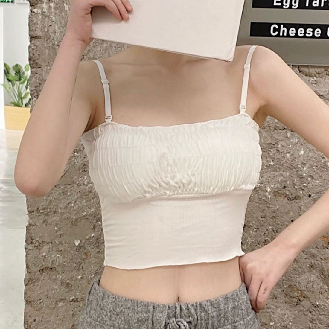 ショッピングゴー shoppinggo キャミソール カップ付 キャミタンクトップ ブラ 白 黒 パット付 インナー 結婚式 見せブラトップ ブラカバー