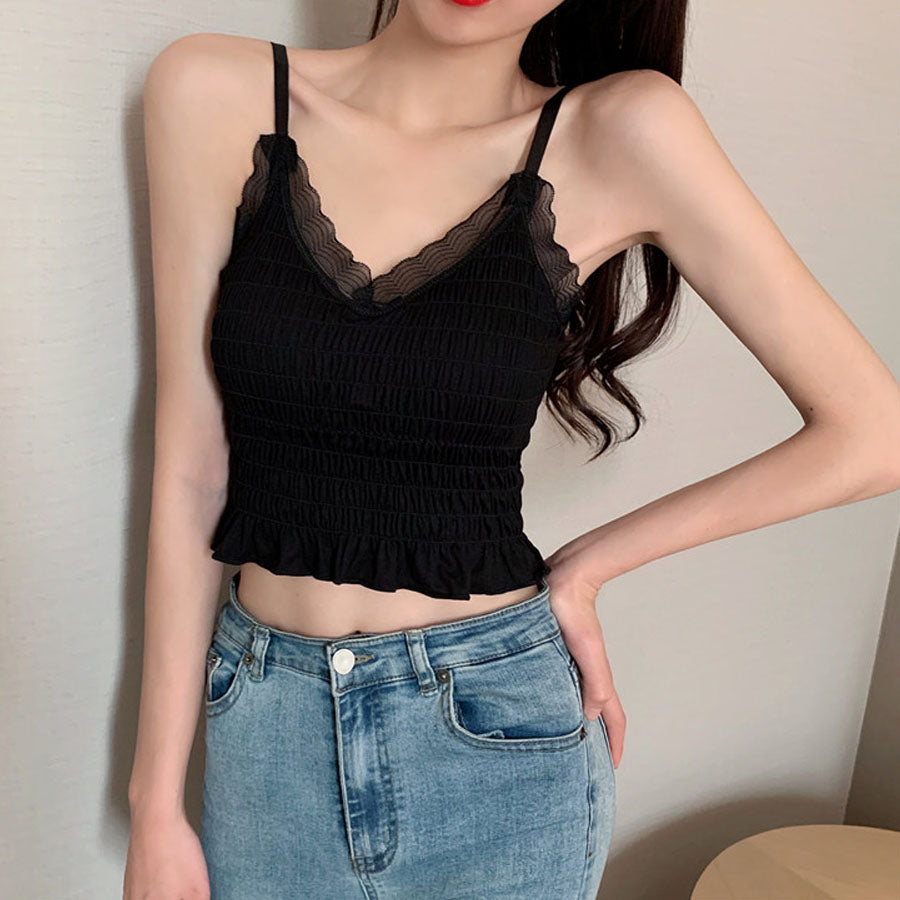 Shopping Go shoppinggo Camisole with cups Cami tank top Bra White Black Padded Inner Wedding Show bra top Bra cover
