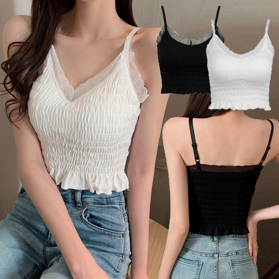 Shopping Go shoppinggo Camisole with cups Cami tank top Bra White Black Padded Inner Wedding Show bra top Bra cover