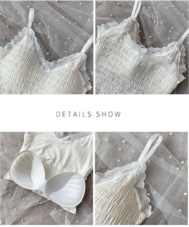 Shopping Go shoppinggo Camisole with cups Cami tank top Bra White Black Padded Inner Wedding Show bra top Bra cover