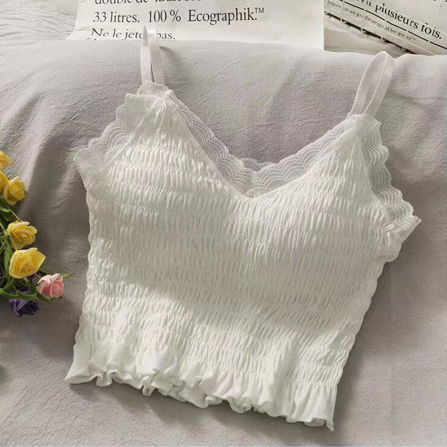 Shopping Go shoppinggo Camisole with cups Cami tank top Bra White Black Padded Inner Wedding Show bra top Bra cover