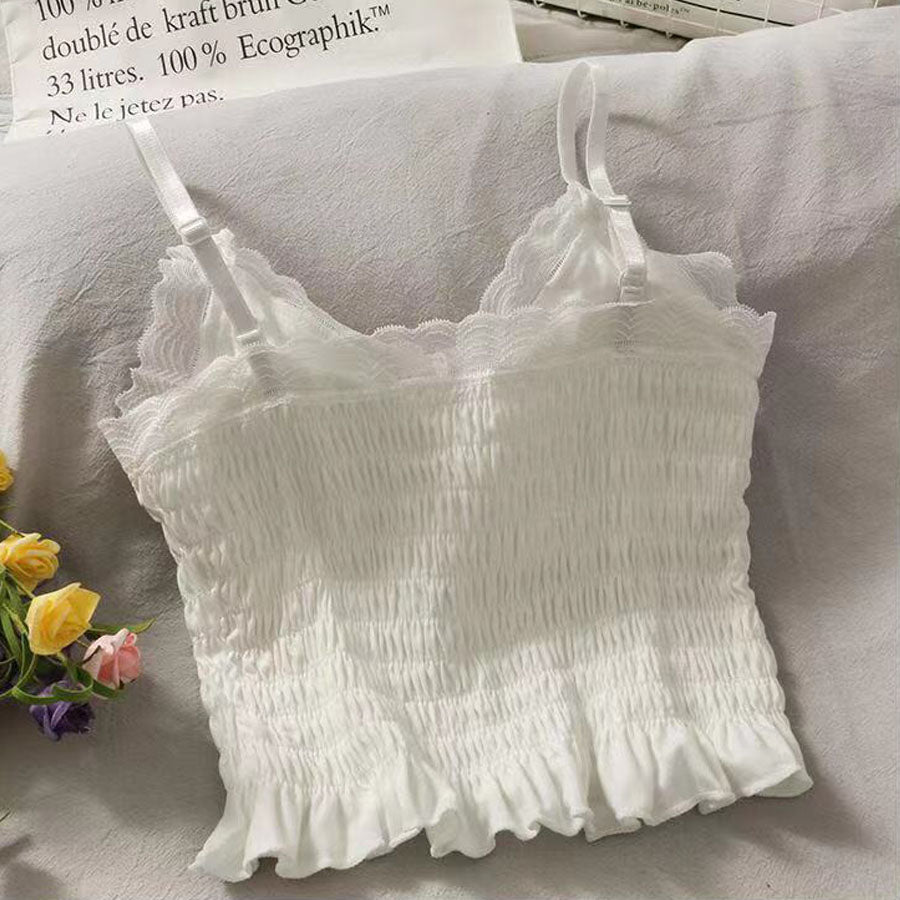 Shopping Go shoppinggo Camisole with cups Cami tank top Bra White Black Padded Inner Wedding Show bra top Bra cover