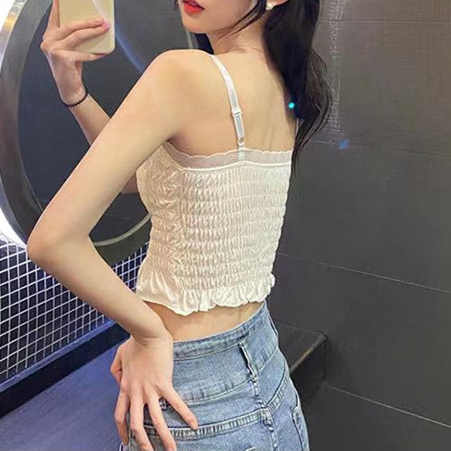 Shopping Go shoppinggo Camisole with cups Cami tank top Bra White Black Padded Inner Wedding Show bra top Bra cover