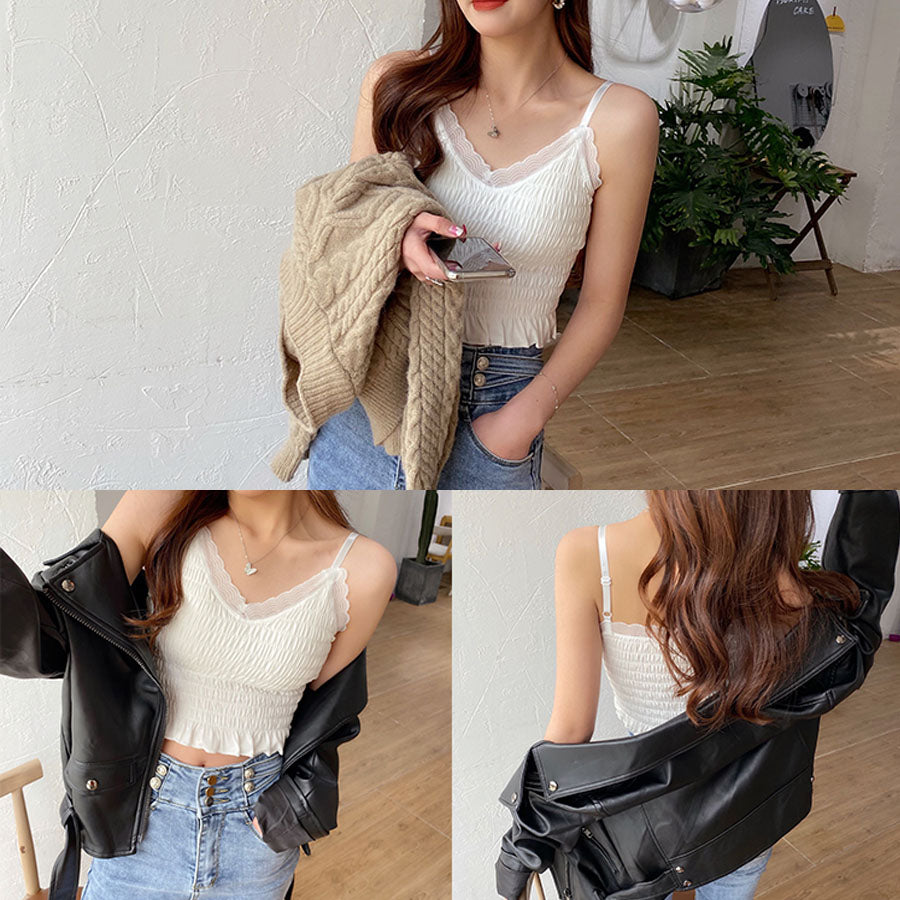Shopping Go shoppinggo Camisole with cups Cami tank top Bra White Black Padded Inner Wedding Show bra top Bra cover