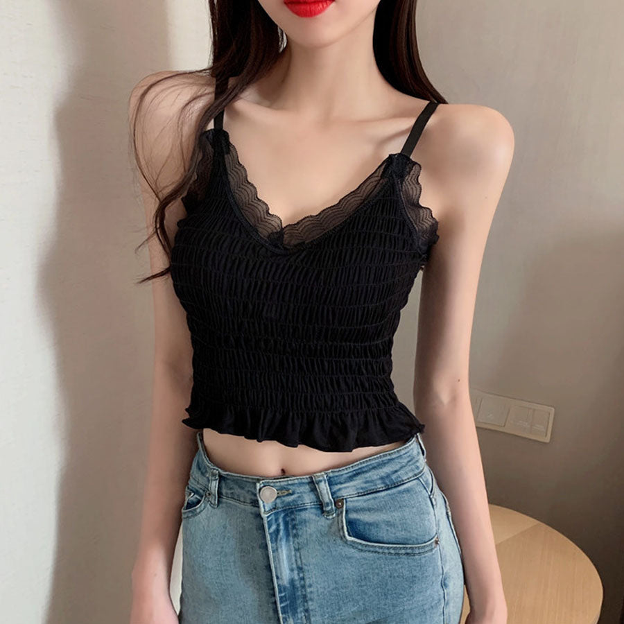 Shopping Go shoppinggo Camisole with cups Cami tank top Bra White Black Padded Inner Wedding Show bra top Bra cover
