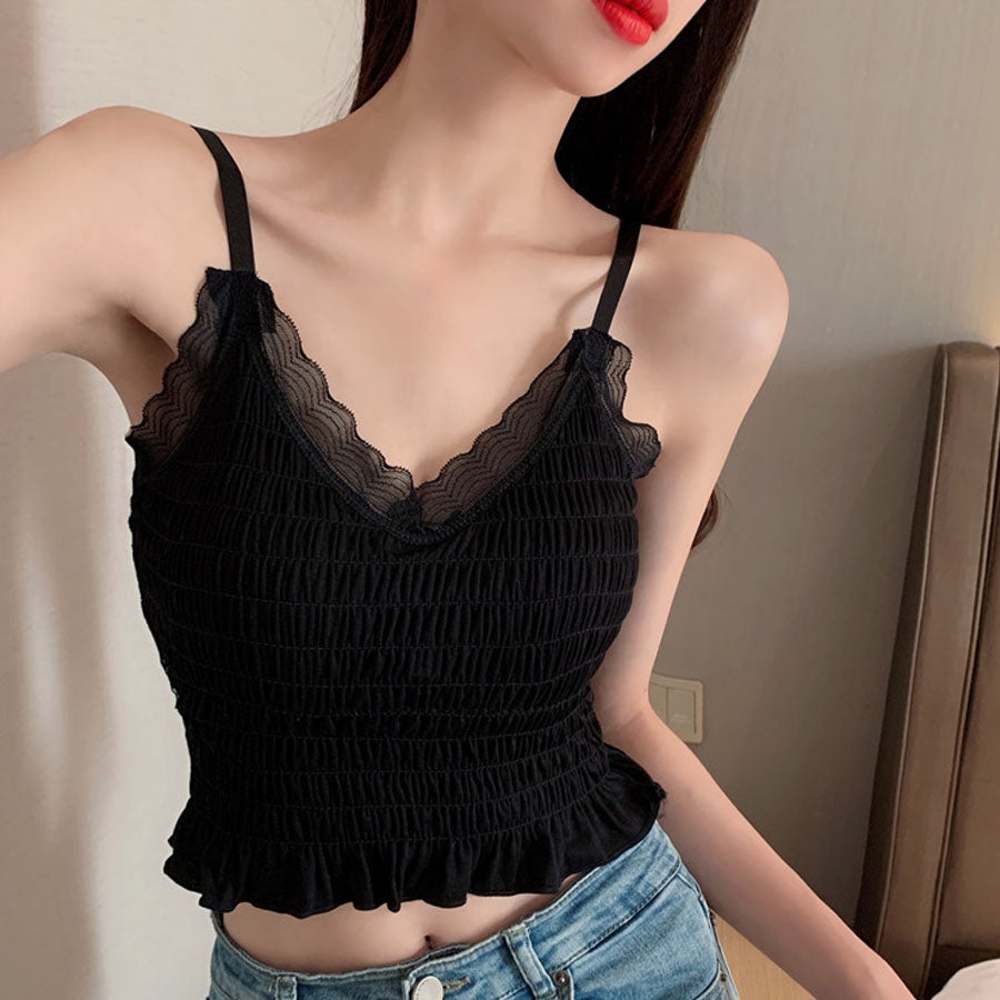 Shopping Go shoppinggo Camisole with cups Cami tank top Bra White Black Padded Inner Wedding Show bra top Bra cover