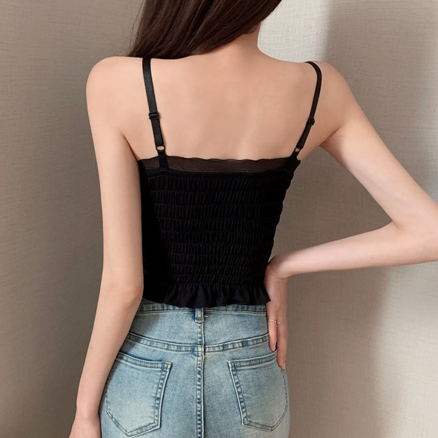 Shopping Go shoppinggo Camisole with cups Cami tank top Bra White Black Padded Inner Wedding Show bra top Bra cover