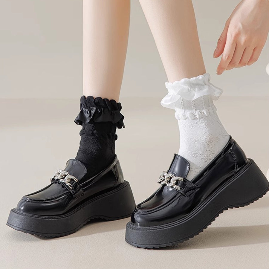 ショッピングゴー shoppinggo 靴下 花柄 フリル付き レースソックス ショートソックス 履き口レース 薄手 美脚 履きやすい 足元 あったか くつした 秋 冬 ルームソックス フ雑貨