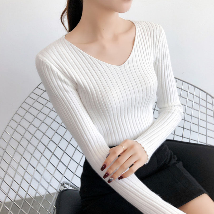 ショッピングゴー shoppinggo ニットセーター レディース 長袖 Vネックオフィスカジュアル ベーシックニットトップス 無地 ブニット トップス プルオーバー