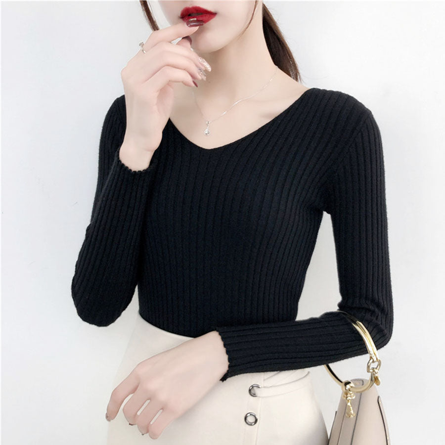 ショッピングゴー shoppinggo ニットセーター レディース 長袖 Vネックオフィスカジュアル ベーシックニットトップス 無地 ブニット トップス プルオーバー