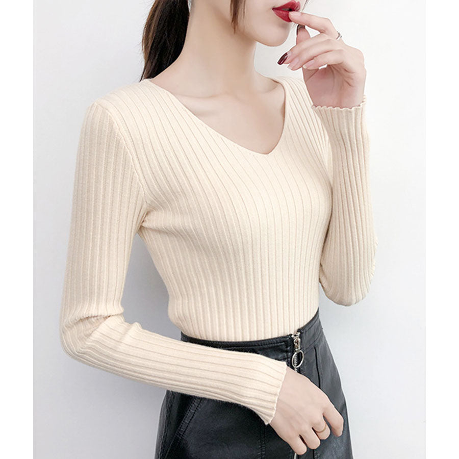 ショッピングゴー shoppinggo ニットセーター レディース 長袖 Vネックオフィスカジュアル ベーシックニットトップス 無地 ブニット トップス プルオーバー