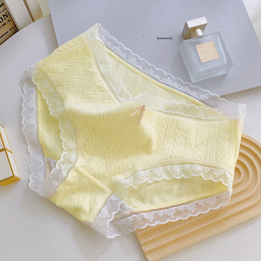 ショッピングゴー shoppinggo ショーツ かわいい ハイウエスト 無地 プレーンショーツ 下着 女性 パンツ パンティ レース スダンダードショーツ 伸縮性 フィット感 【返品不可商品】,イエロー